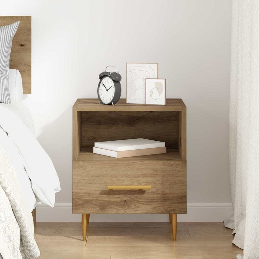 Nachtkastje met lade Bruin 40 x 35 x 47,5 cm Bewerkt hout
