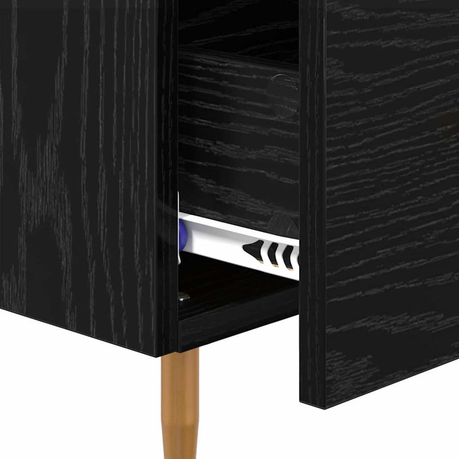 Nachtkastje met lade Zwart 40 x 35 x 47,5 cm Bewerkt hout