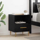 Nachtkastje zwart 40x35x47,5 cm bewerkt hout