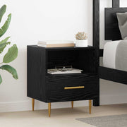 Nachtkastje zwart 40x35x47,5 cm bewerkt hout