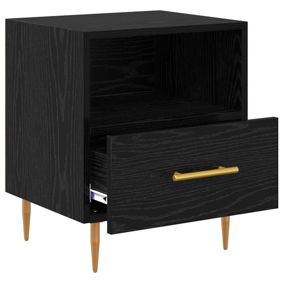Nachtkastje met lade Zwart 40 x 35 x 47,5 cm Bewerkt hout