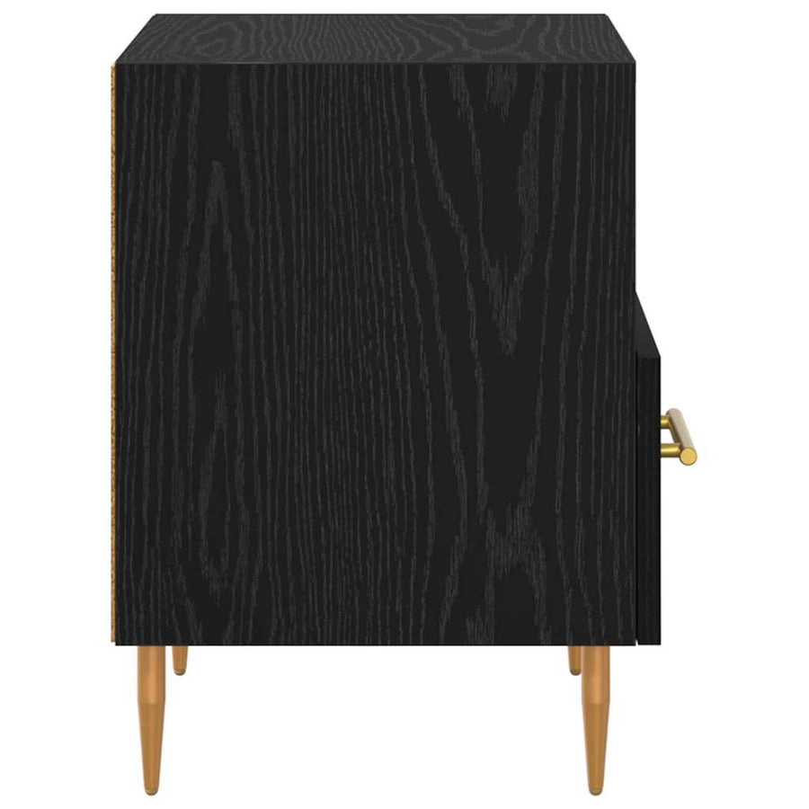 Nachtkastje met lade Zwart 40 x 35 x 47,5 cm Bewerkt hout