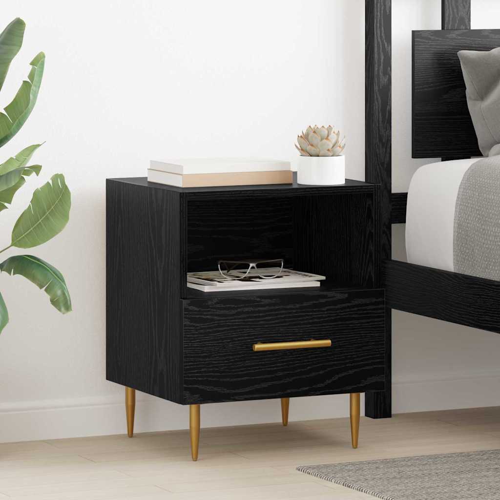 Nachtkastje met lade 2 pcs Zwart 40 x 35 x 47,5 cm Bewerkt hout
