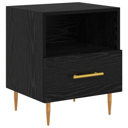 Nachtkastje met lade 2 pcs Zwart 40 x 35 x 47,5 cm Bewerkt hout