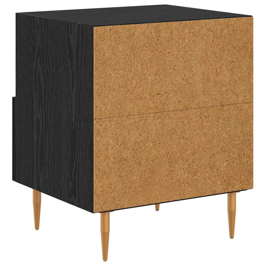 Nachtkastje met lade 2 pcs Zwart 40 x 35 x 47,5 cm Bewerkt hout