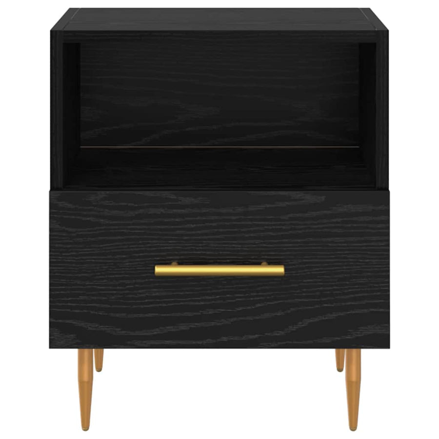Nachtkastje met lade 2 pcs Zwart 40 x 35 x 47,5 cm Bewerkt hout
