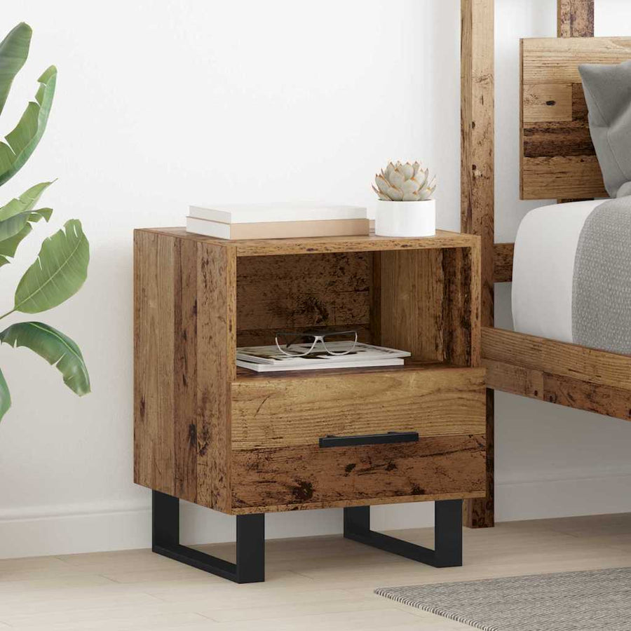 Nachtkastje met lade Oud hout 40 x 35 x 47,5 cm Bewerkt hout