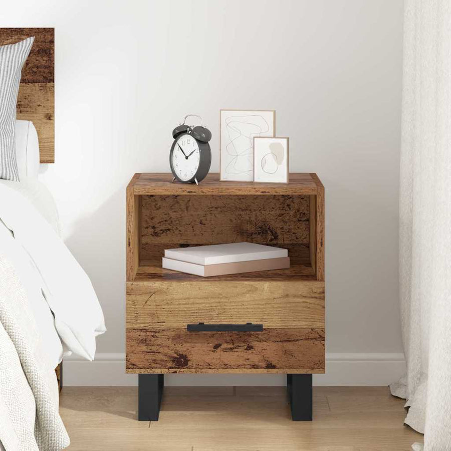 Nachtkastje met lade Oud hout 40 x 35 x 47,5 cm Bewerkt hout