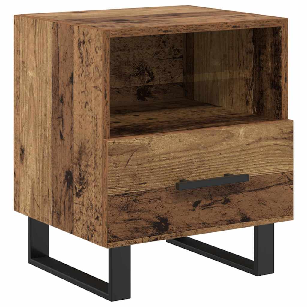 Nachtkastje met lade Oud hout 40 x 35 x 47,5 cm Bewerkt hout