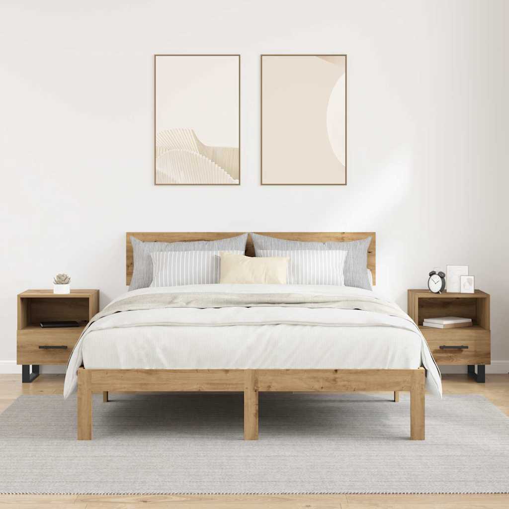 Nachtkastje 2 pcs artisanaal eikenkleurig 40 x 35 x 47,5 cm