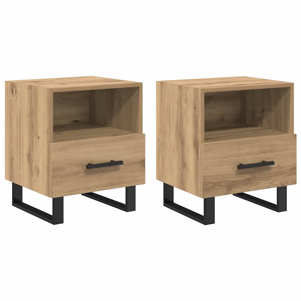 Nachtkastje 2 pcs artisanaal eikenkleurig 40 x 35 x 47,5 cm