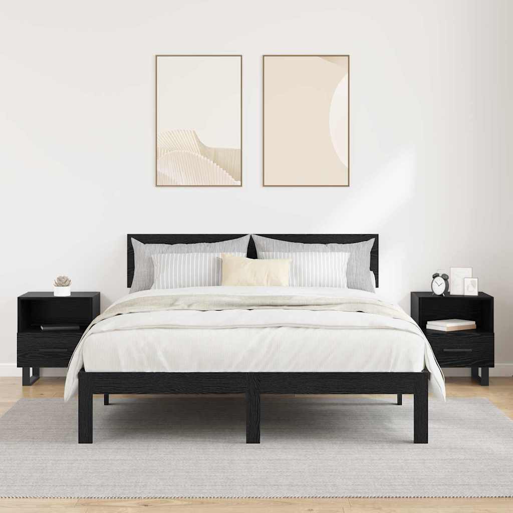 Nachtkastje 2 pcs Zwart eiken 40 x 35 x 47,5 cm Bewerkt hout