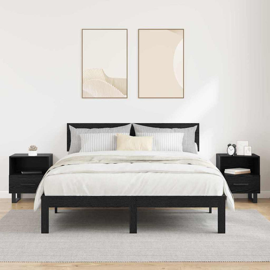 Nachtkastje 2 pcs Zwart eiken 40 x 35 x 47,5 cm Bewerkt hout