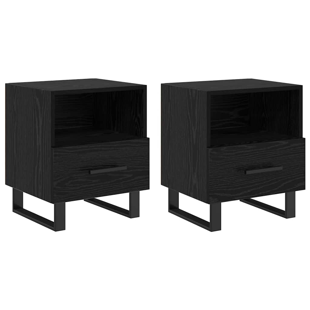 Nachtkastje 2 pcs Zwart eiken 40 x 35 x 47,5 cm Bewerkt hout