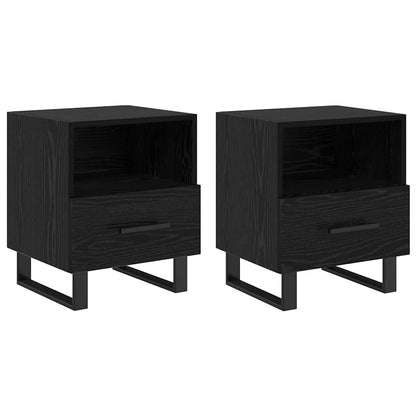 Nachtkastje 2 pcs Zwart eiken 40 x 35 x 47,5 cm Bewerkt hout