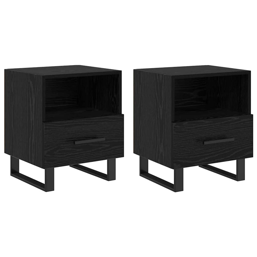 Nachtkastje 2 pcs Zwart eiken 40 x 35 x 47,5 cm Bewerkt hout