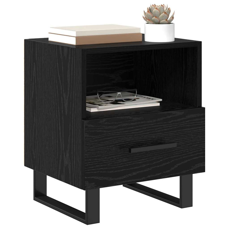 Nachtkastje 2 pcs Zwart eiken 40 x 35 x 47,5 cm Bewerkt hout