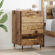 Nachtkastje 40x40x66 cm oud hout 3 lades