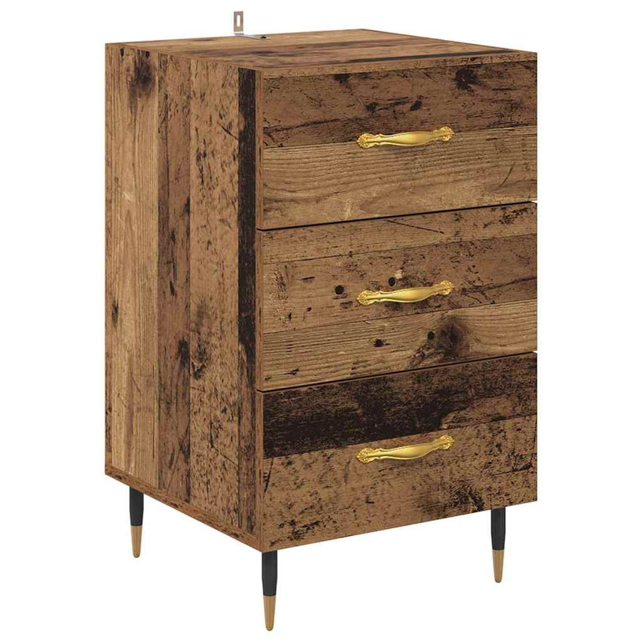 Nachtkastje met lade Oudhout 40 x 40 x 66 cm Bewerkt hout