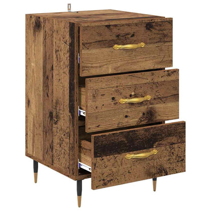Nachtkastje met lade Oudhout 40 x 40 x 66 cm Bewerkt hout