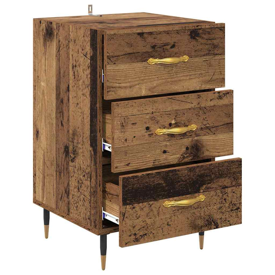 Nachtkastje met lade Oudhout 40 x 40 x 66 cm Bewerkt hout