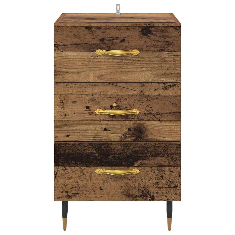 Nachtkastje met lade Oudhout 40 x 40 x 66 cm Bewerkt hout