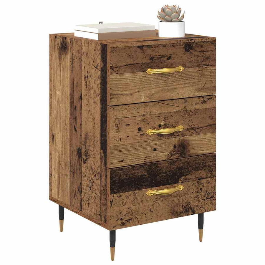 Nachtkastje met lade Oudhout 40 x 40 x 66 cm Bewerkt hout