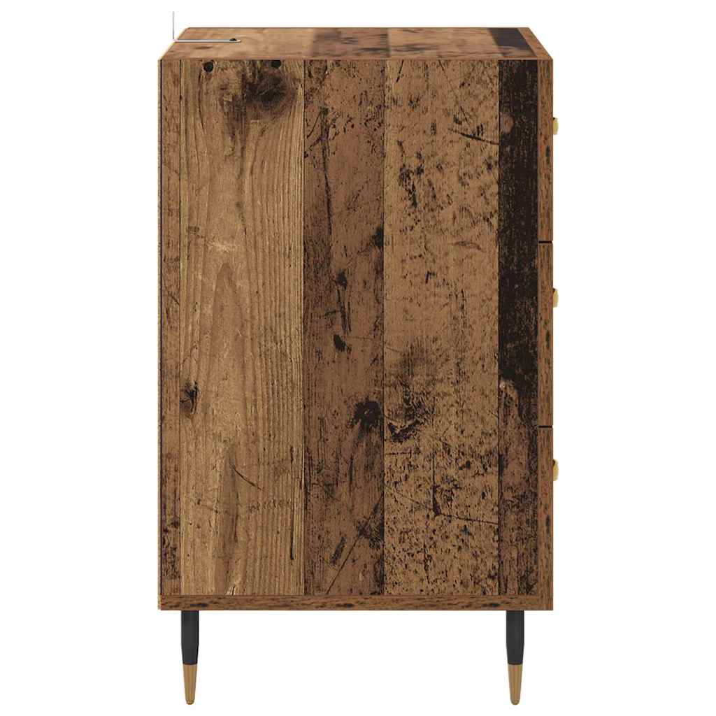 Nachtkastje met lade Oudhout 40 x 40 x 66 cm Bewerkt hout