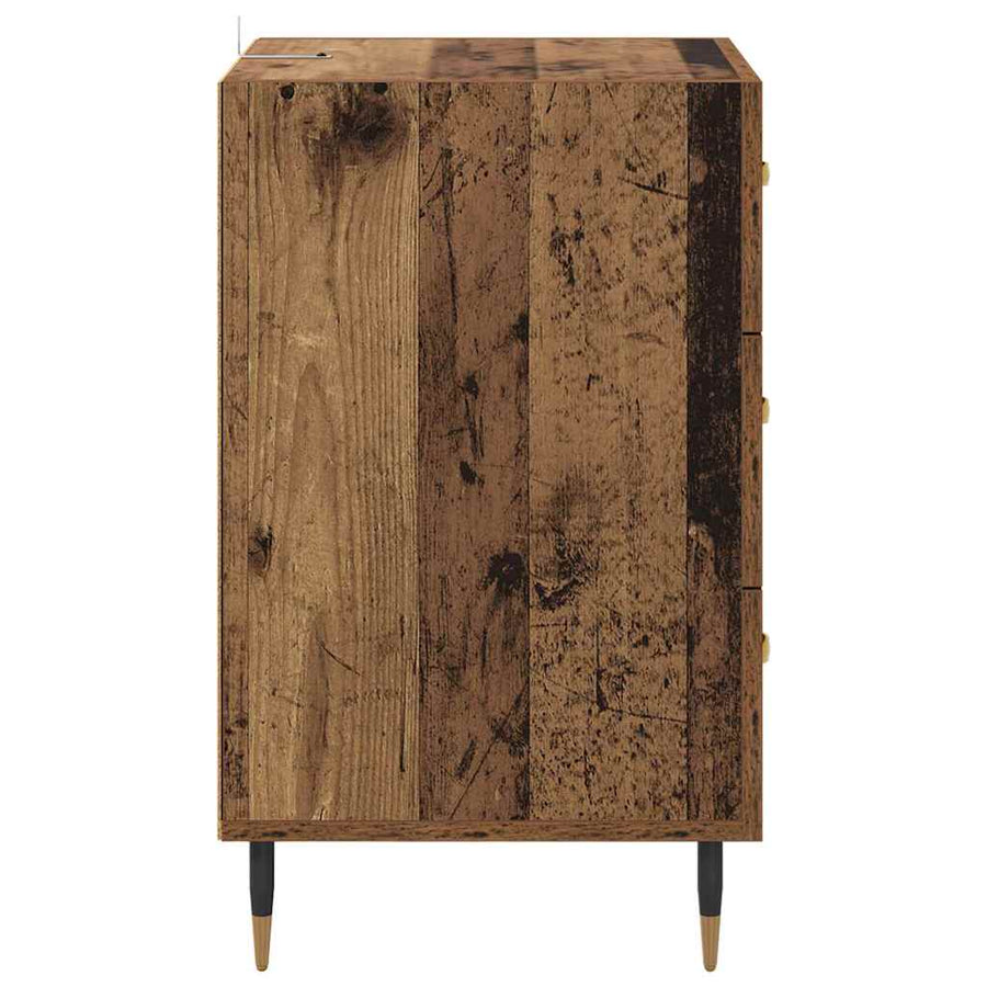 Nachtkastje met lade Oudhout 40 x 40 x 66 cm Bewerkt hout