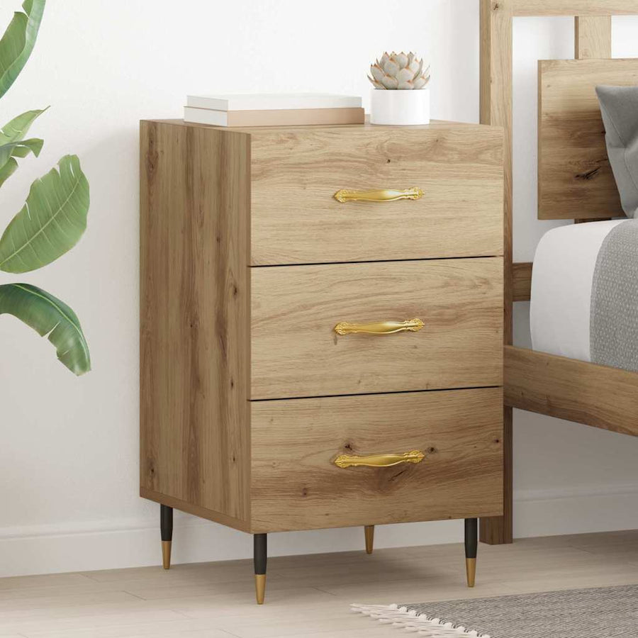 Nachtkastje met lade Artisan Eiken 40 x 40 x 66 cm Bewerkt hout