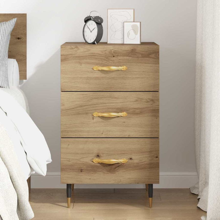 Nachtkastje met lade Artisan Eiken 40 x 40 x 66 cm Bewerkt hout
