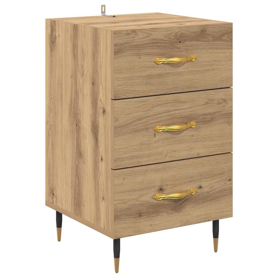 Nachtkastje met lade Artisan Eiken 40 x 40 x 66 cm Bewerkt hout