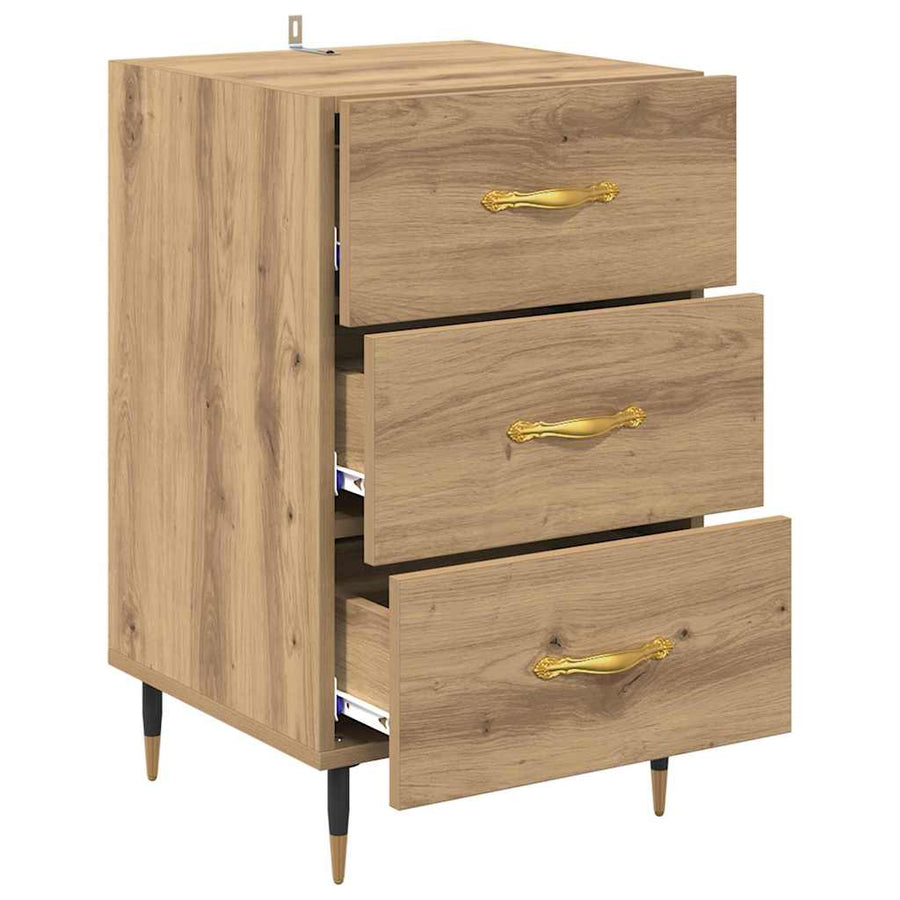 Nachtkastje met lade Artisan Eiken 40 x 40 x 66 cm Bewerkt hout
