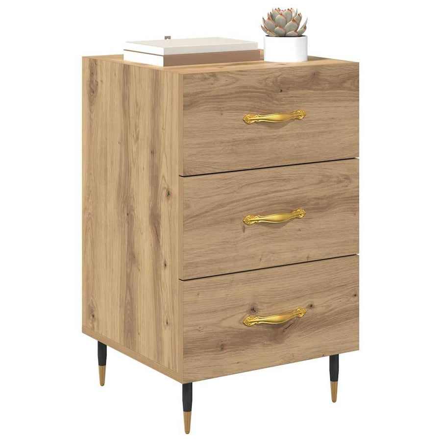Nachtkastje met lade Artisan Eiken 40 x 40 x 66 cm Bewerkt hout