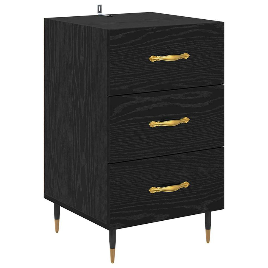 Nachtkastje met lade Zwart Eiken 40 x 40 x 66 cm Bewerkt hout