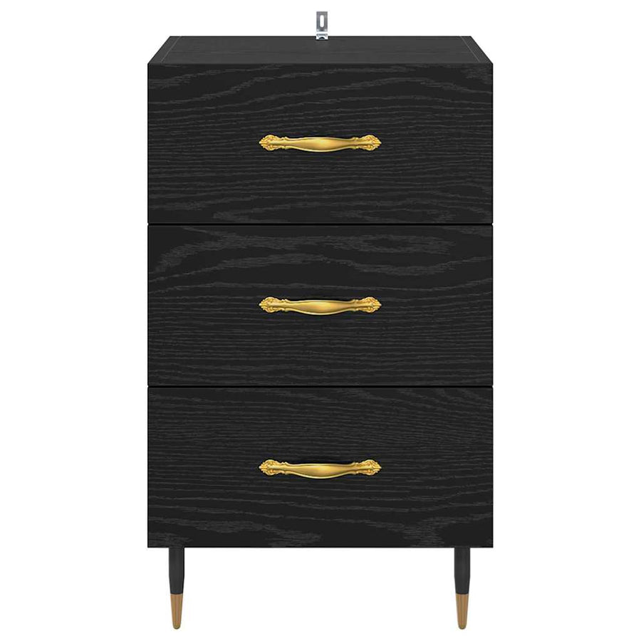 Nachtkastje met lade Zwart Eiken 40 x 40 x 66 cm Bewerkt hout