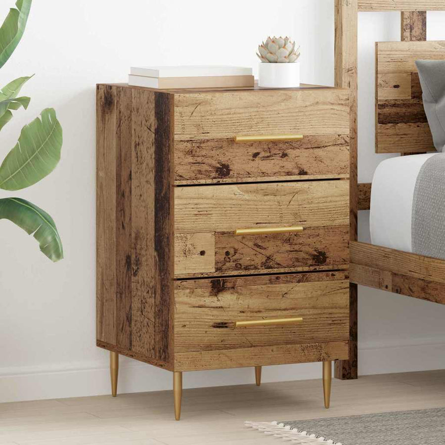 Nachtkastje met lade Oudhout 40 x 40 x 66 cm Bewerkt hout