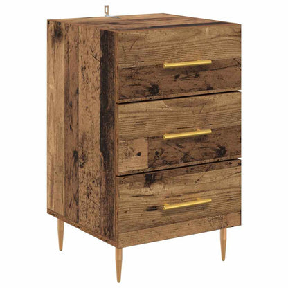 Nachtkastje met lade Oudhout 40 x 40 x 66 cm Bewerkt hout