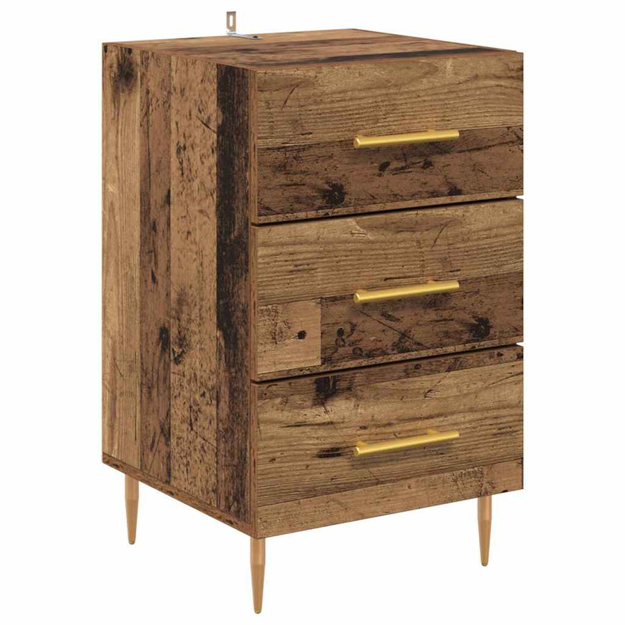 Nachtkastje met lade Oudhout 40 x 40 x 66 cm Bewerkt hout