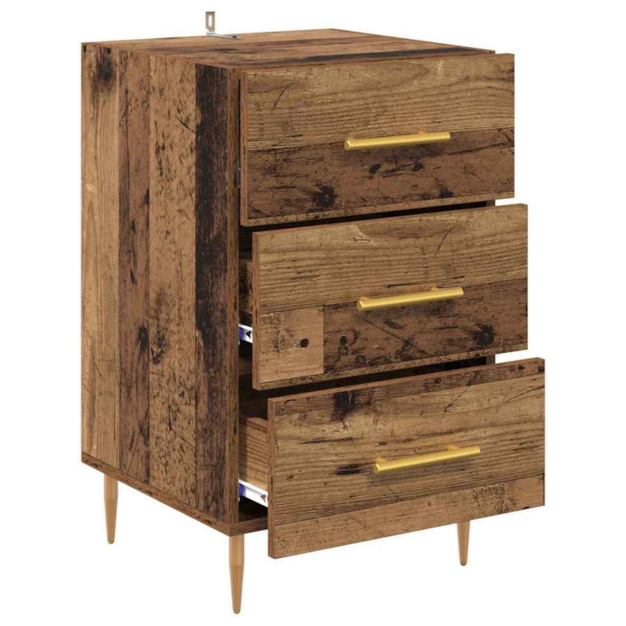 Nachtkastje met lade Oudhout 40 x 40 x 66 cm Bewerkt hout