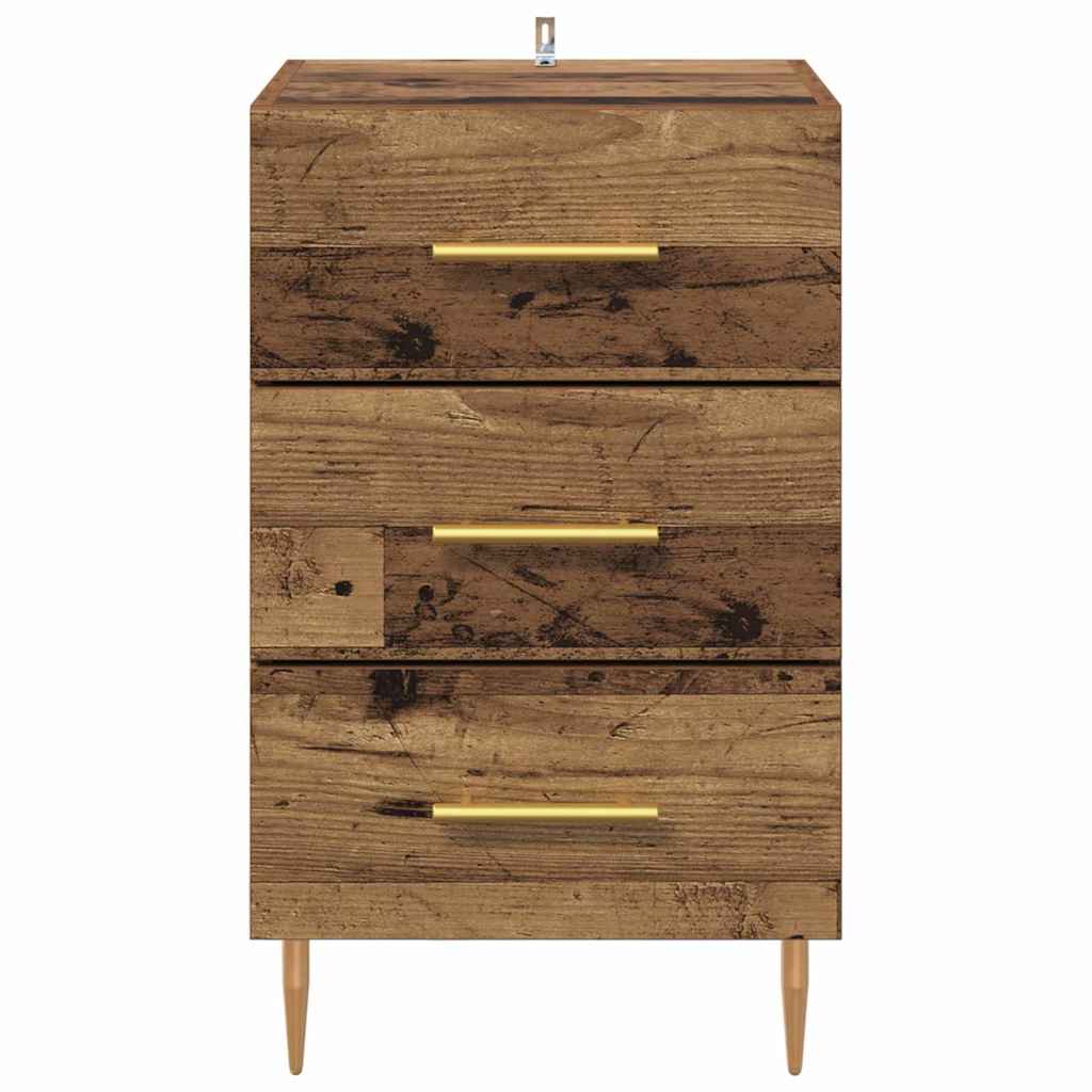 Nachtkastje met lade Oudhout 40 x 40 x 66 cm Bewerkt hout