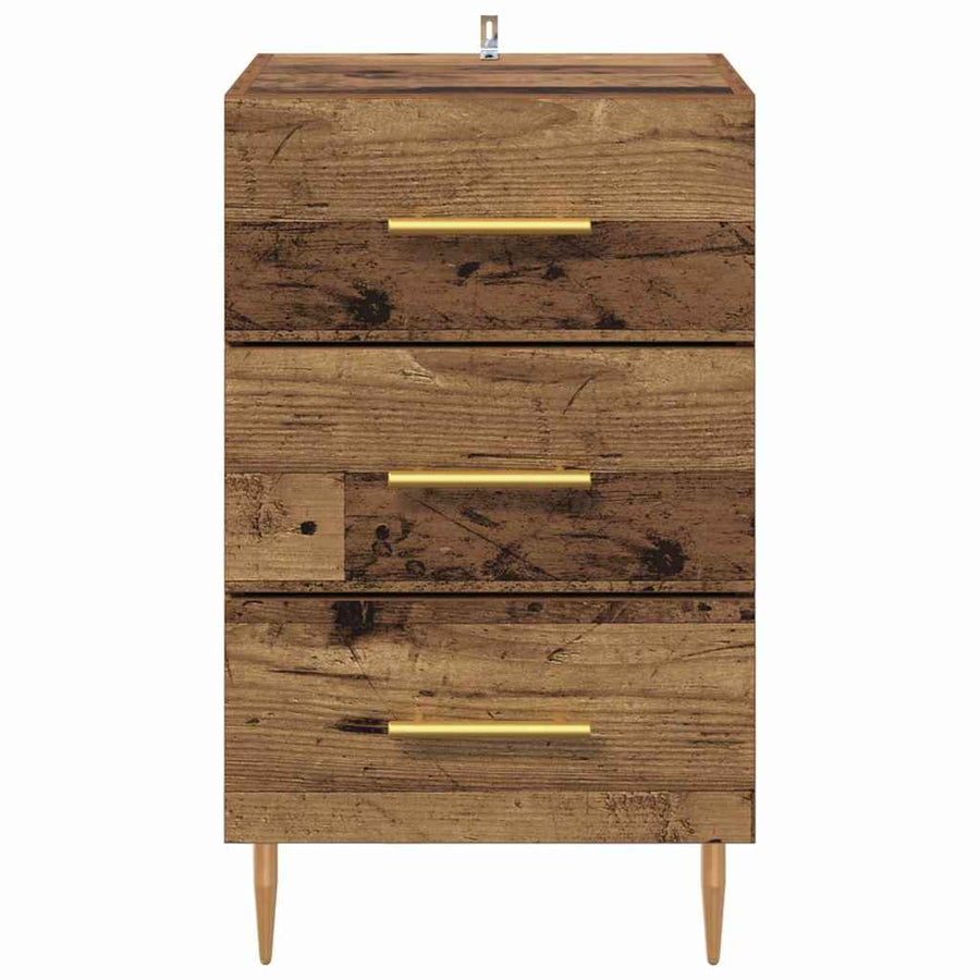 Nachtkastje met lade Oudhout 40 x 40 x 66 cm Bewerkt hout