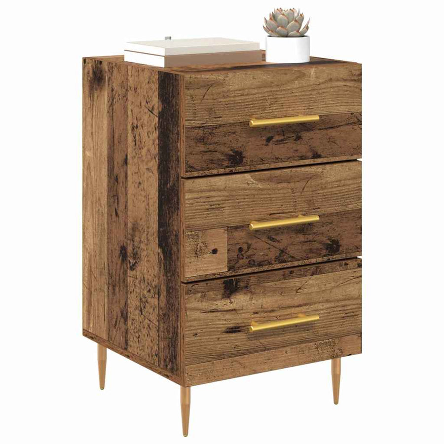 Nachtkastje met lade Oudhout 40 x 40 x 66 cm Bewerkt hout
