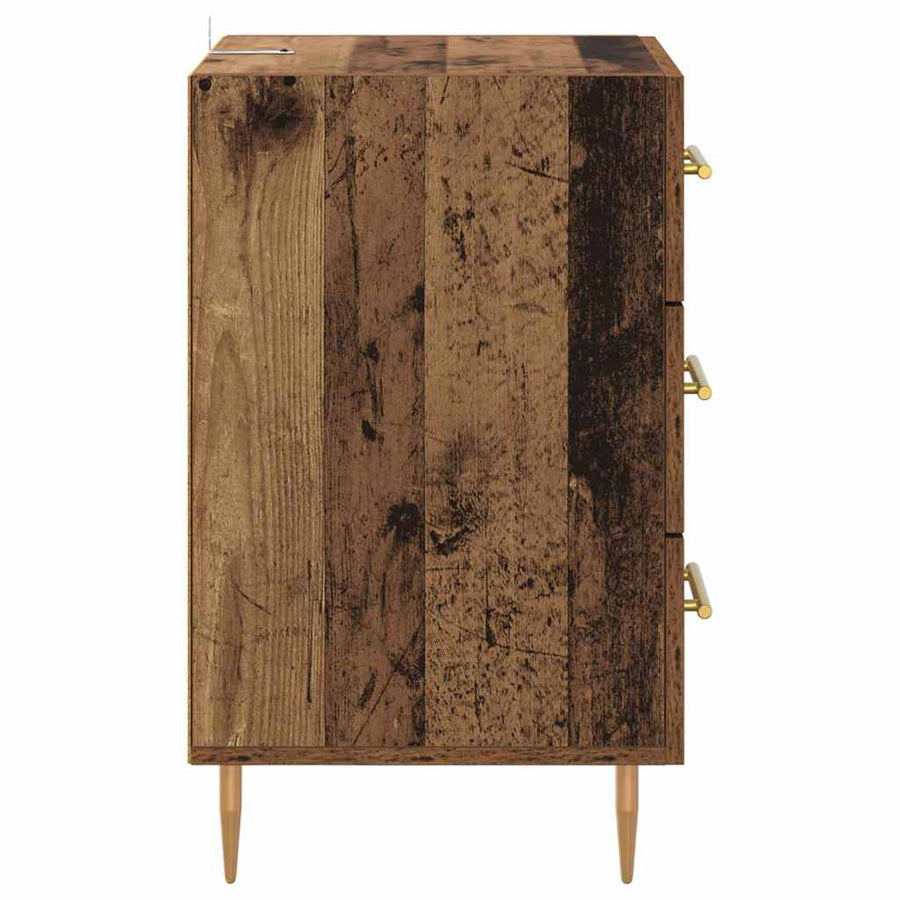 Nachtkastje met lade Oudhout 40 x 40 x 66 cm Bewerkt hout