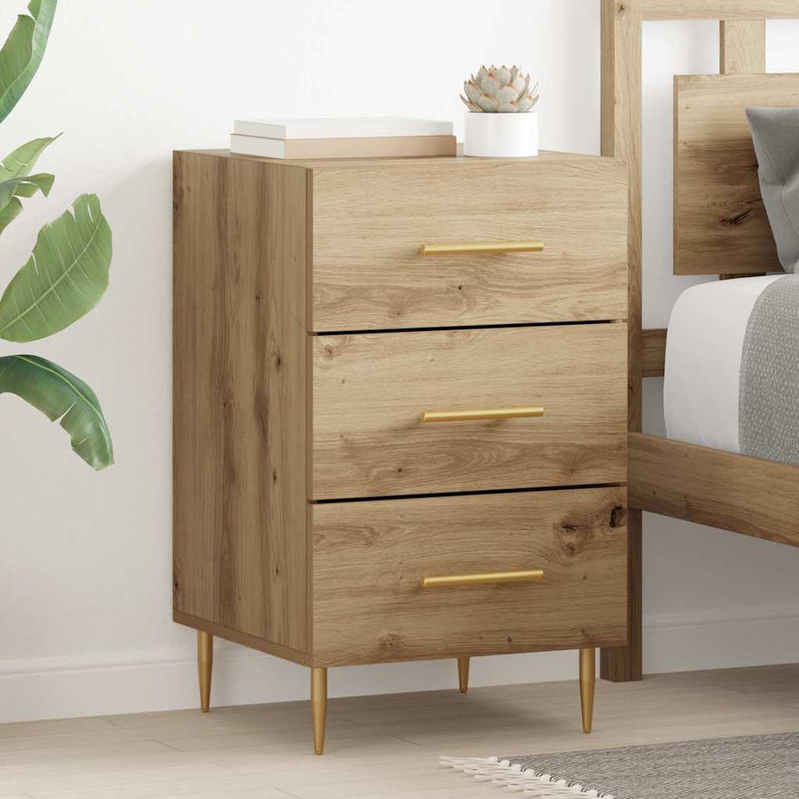 Nachtkastje met lade Artisan Eiken 40 x 40 x 66 cm Bewerkt hout