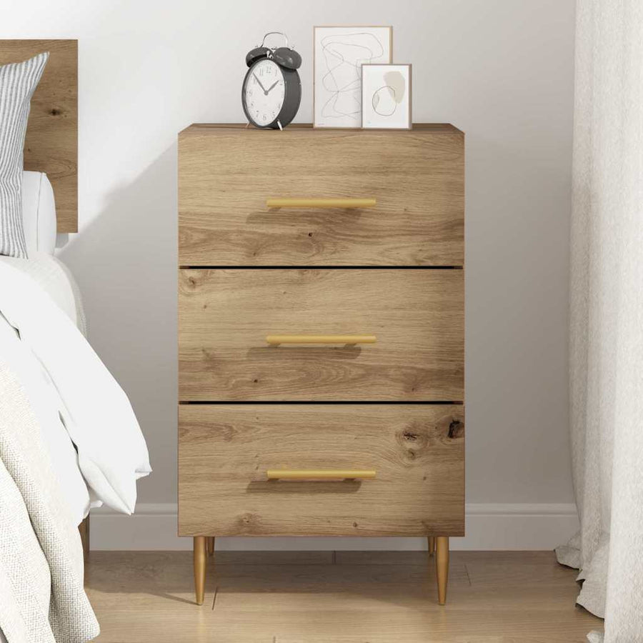 Nachtkastje met lade Artisan Eiken 40 x 40 x 66 cm Bewerkt hout