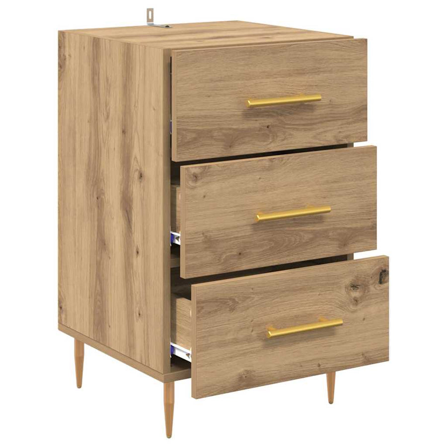 Nachtkastje met lade Artisan Eiken 40 x 40 x 66 cm Bewerkt hout