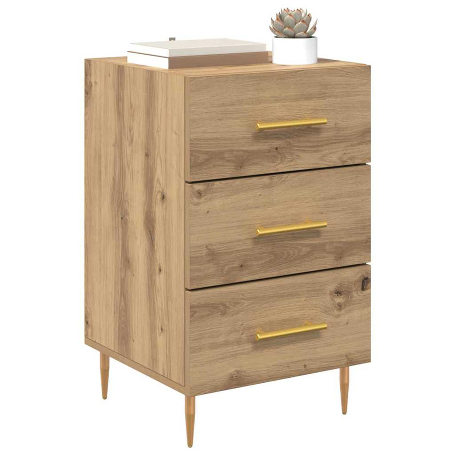 Nachtkastje met lade Artisan Eiken 40 x 40 x 66 cm Bewerkt hout