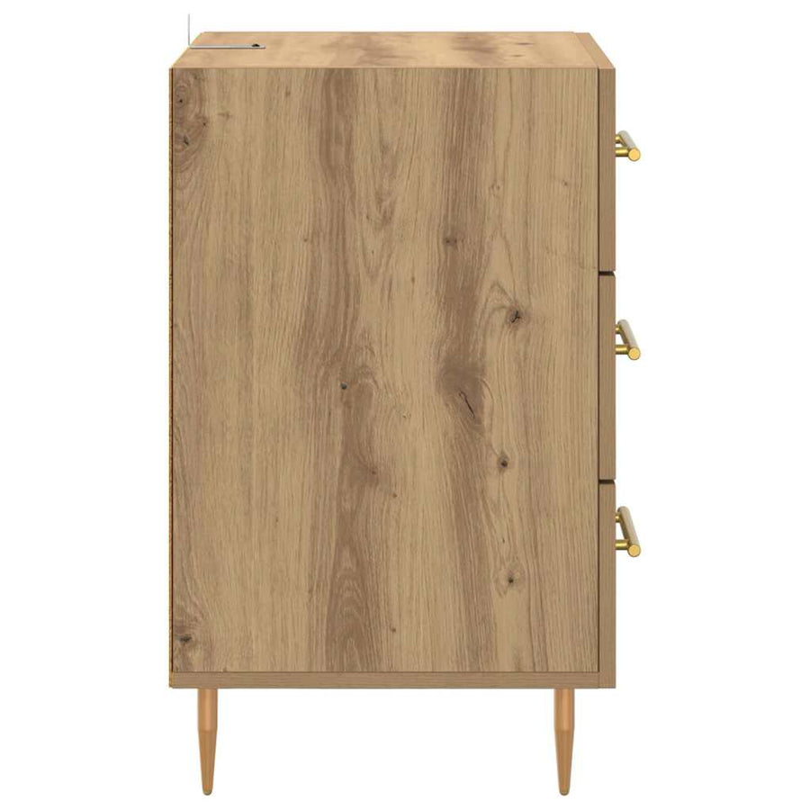 Nachtkastje met lade Artisan Eiken 40 x 40 x 66 cm Bewerkt hout