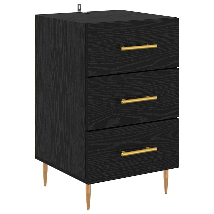 Nachtkastje met lade Zwart Eiken 40 x 40 x 66 cm Bewerkt hout